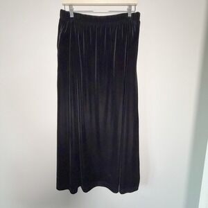 TR Bentley Black Velvet Maxi Skirt XL Elastic Waist Stretch Long Pockets Classic